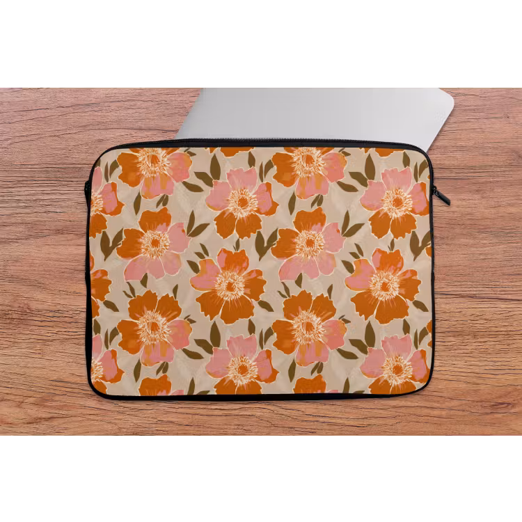 Laptophoes - Bloemen - Motief - Retro — 2