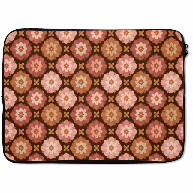 Laptophoes - Geometrisch - Bloemen - Kleurrijk — 1