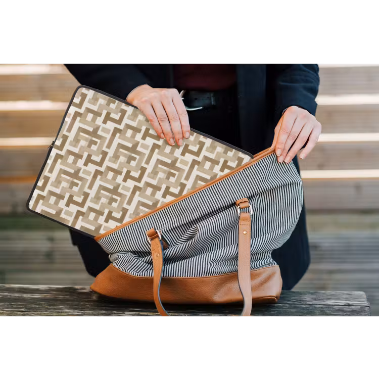 Laptophoes - Geometrisch - Retro - Bruin — 4