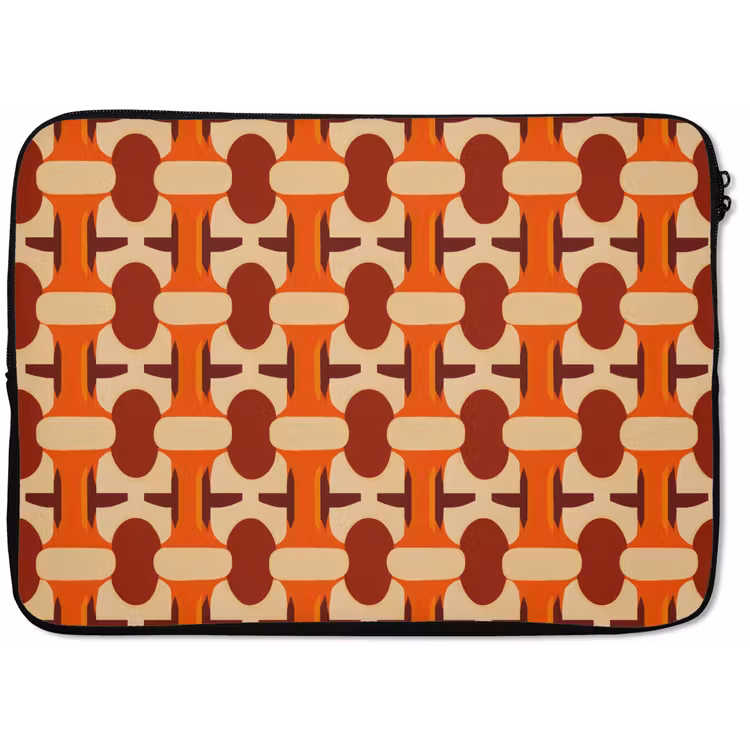 Laptophoes - Geometrisch - Retro - Oranje — 1