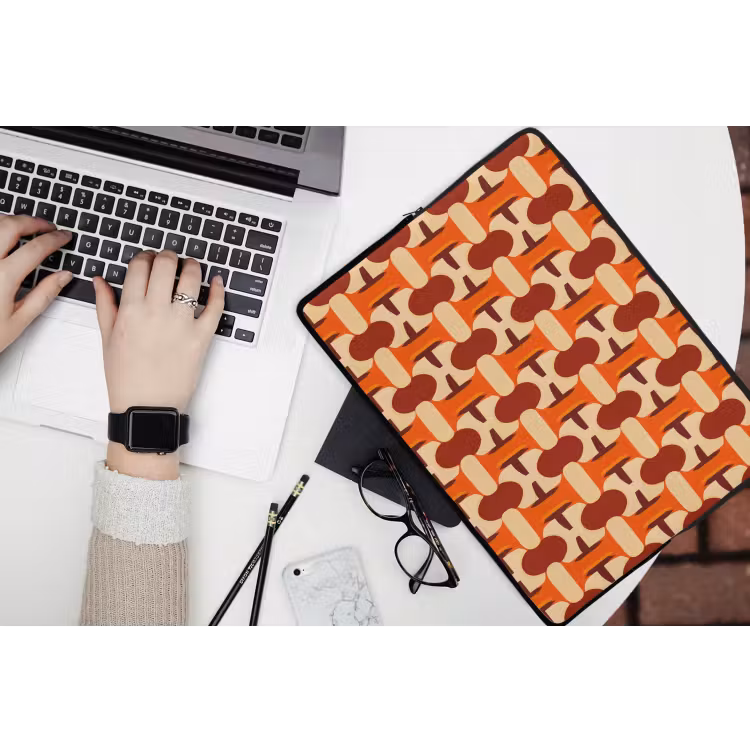 Laptophoes - Geometrisch - Retro - Oranje — 3