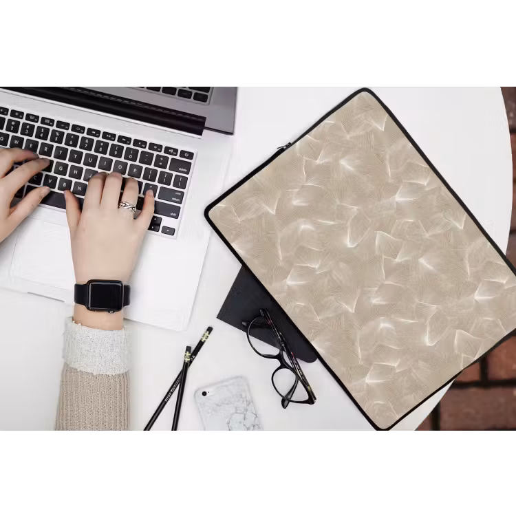 Laptophoes - Organisch - Textuur - Beige — 3