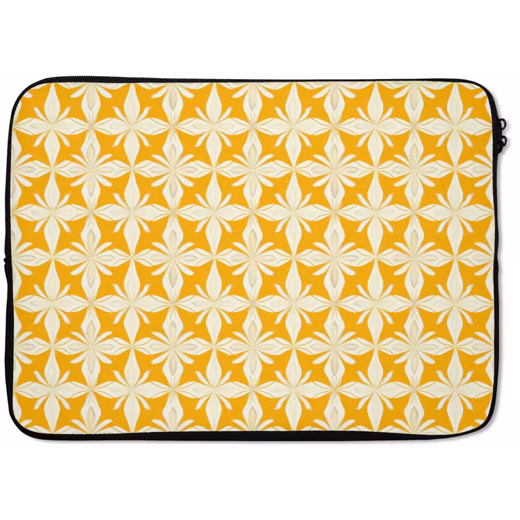 Laptophoes - Patroon - Retro - Geel — 1