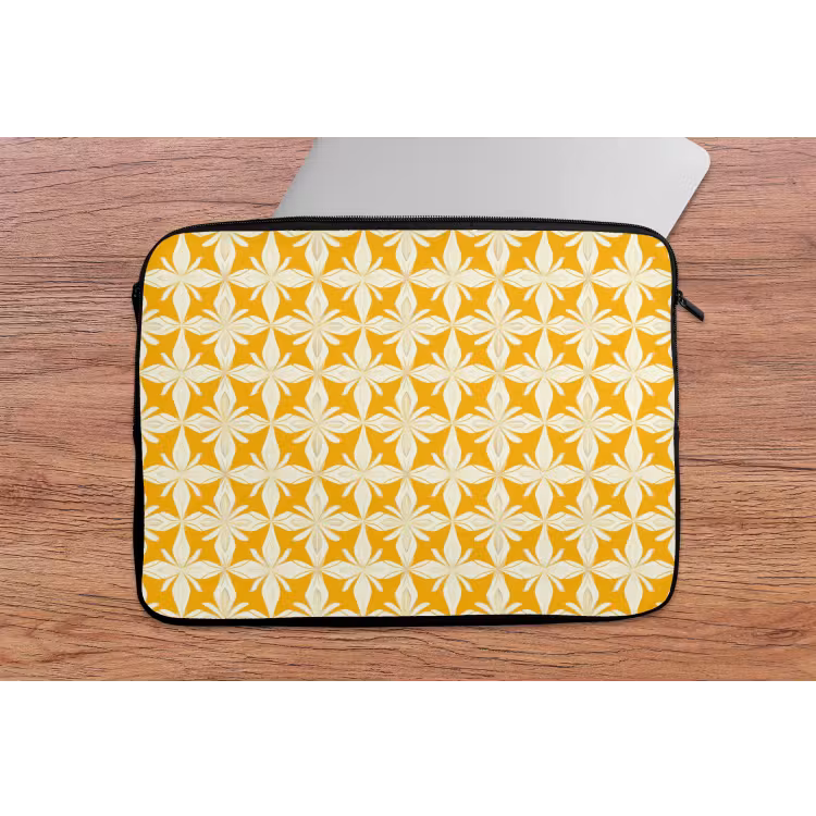 Laptophoes - Patroon - Retro - Geel — 2