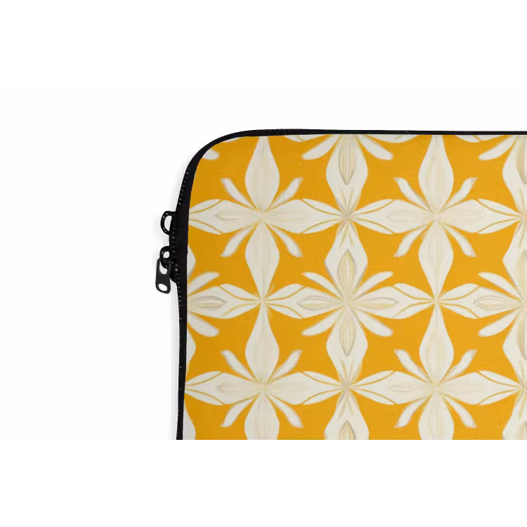 Laptophoes - Patroon - Retro - Geel — 6