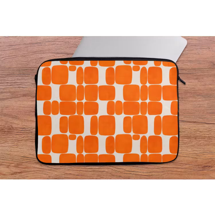 Laptophoes - Patroon - Retro - Oranje — 2