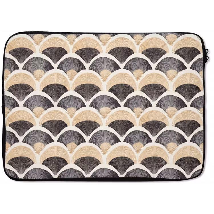 Laptophoes - Waaier - Patroon - Zwart - Beige — 1