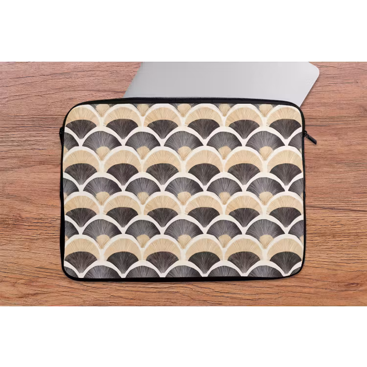 Laptophoes - Waaier - Patroon - Zwart - Beige — 2