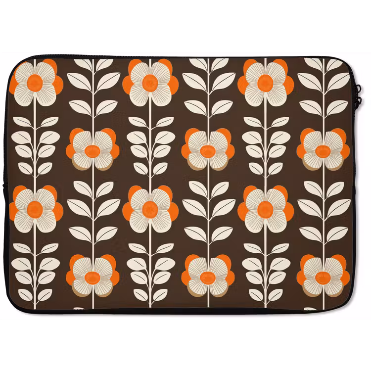 Laptophoes - Bloemen - Retro - Bruin — 1