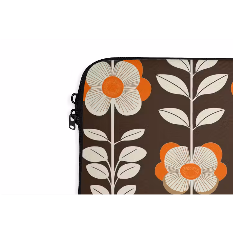 Laptophoes - Bloemen - Retro - Bruin — 6