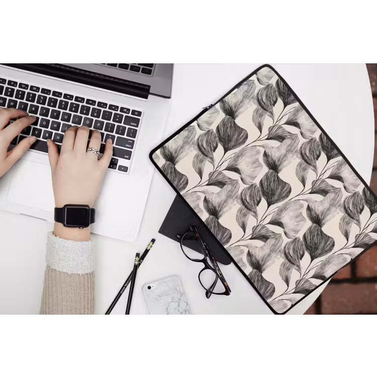 Laptophoes - Botanisch - Bladeren - Zwart — 3