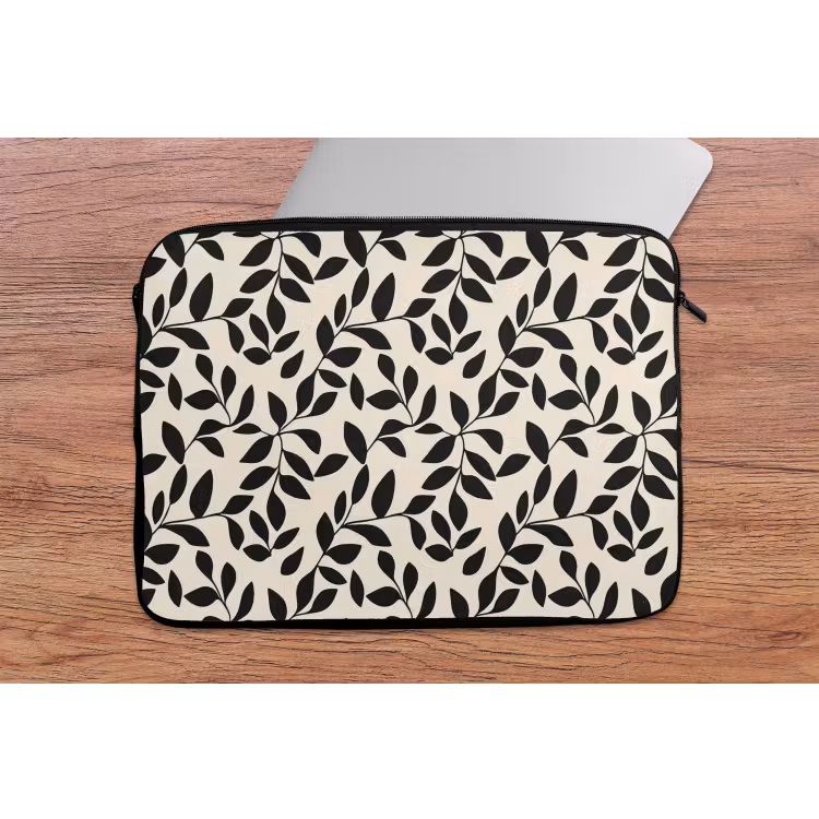 Laptophoes - Elegant - Patroon - Zwart - Beige — 2