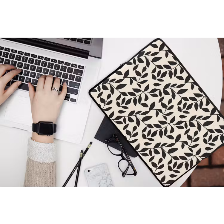 Laptophoes - Elegant - Patroon - Zwart - Beige — 3