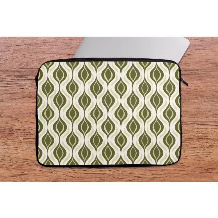 Laptophoes - Patroon - Retro - Groen — 2