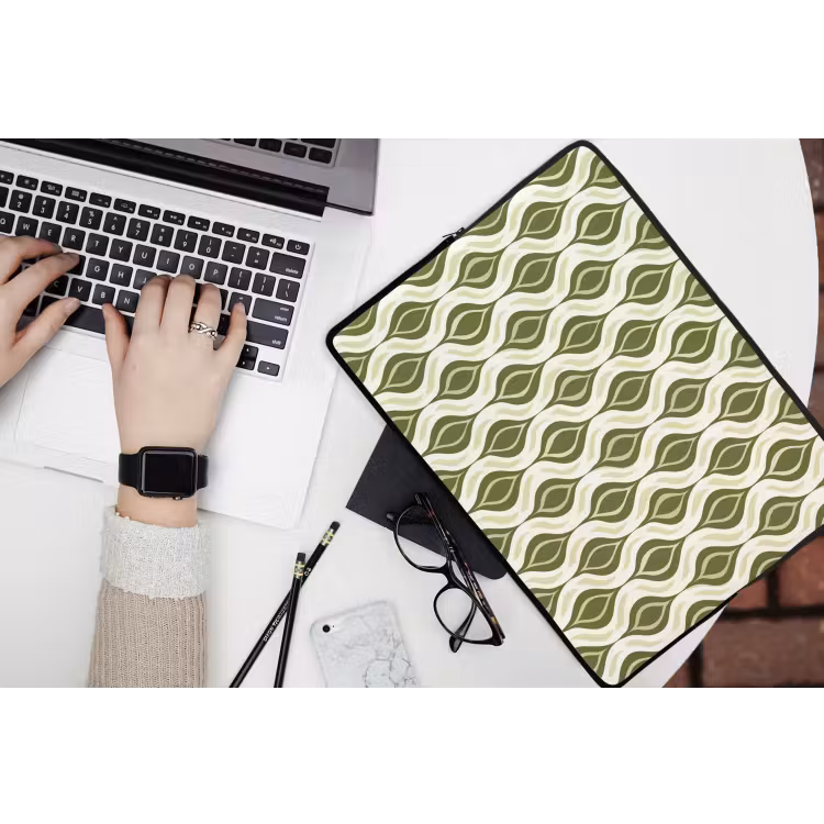 Laptophoes - Patroon - Retro - Groen — 3