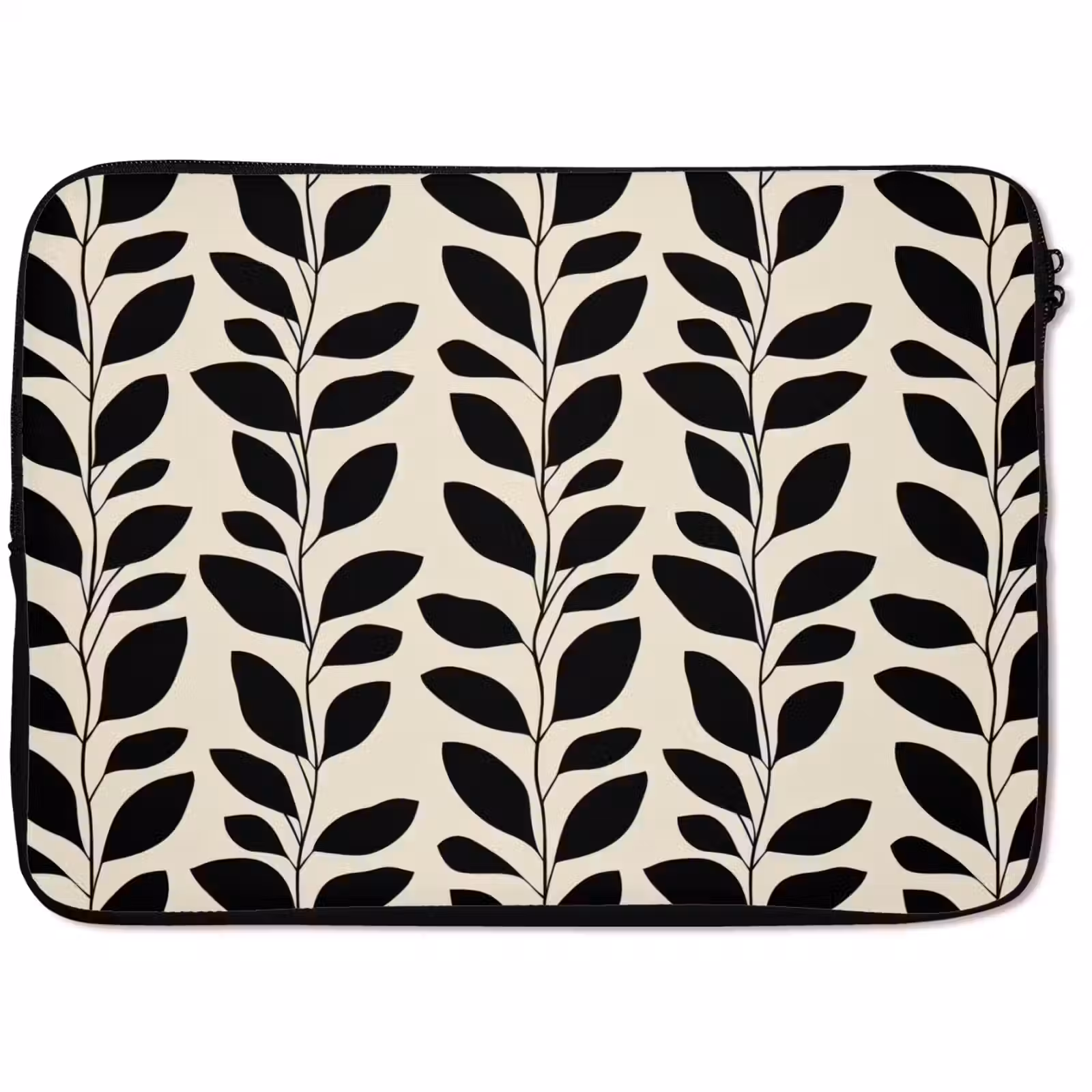 Laptophoes - Botanisch - Dessin - Zwart - Beige — 1