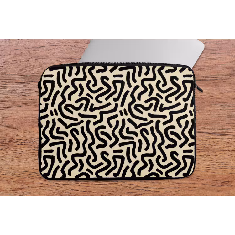 Laptophoes - Abstract - Lijnen - Zwart — 2