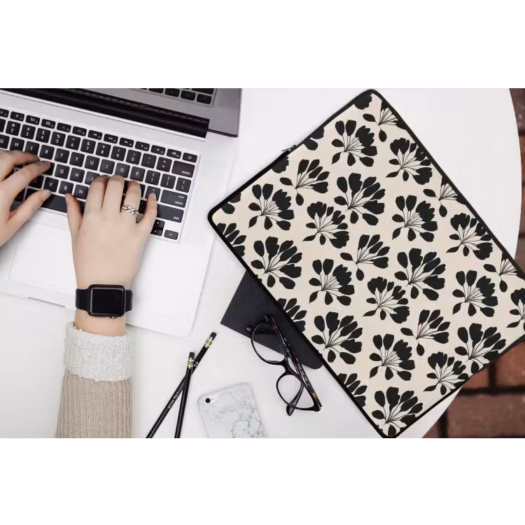 Laptophoes - Abstract - Patroon - Zwart — 3