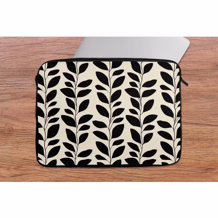 Laptophoes - Botanisch - Dessin - Zwart - Beige — 2