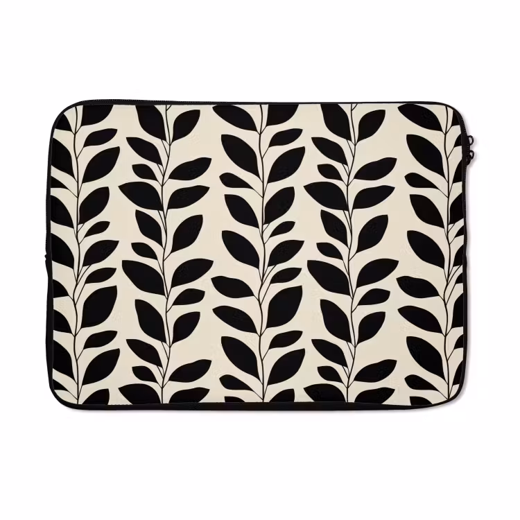 Laptophoes - Botanisch - Dessin - Zwart - Beige — 5