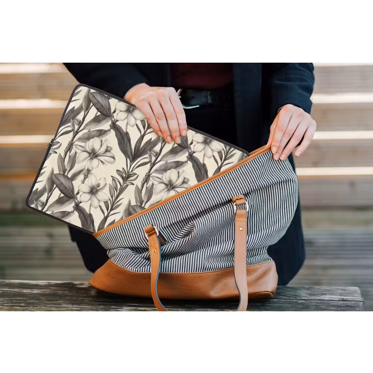 Laptophoes - Klassiek - Botanisch - Zwart - Beige — 4