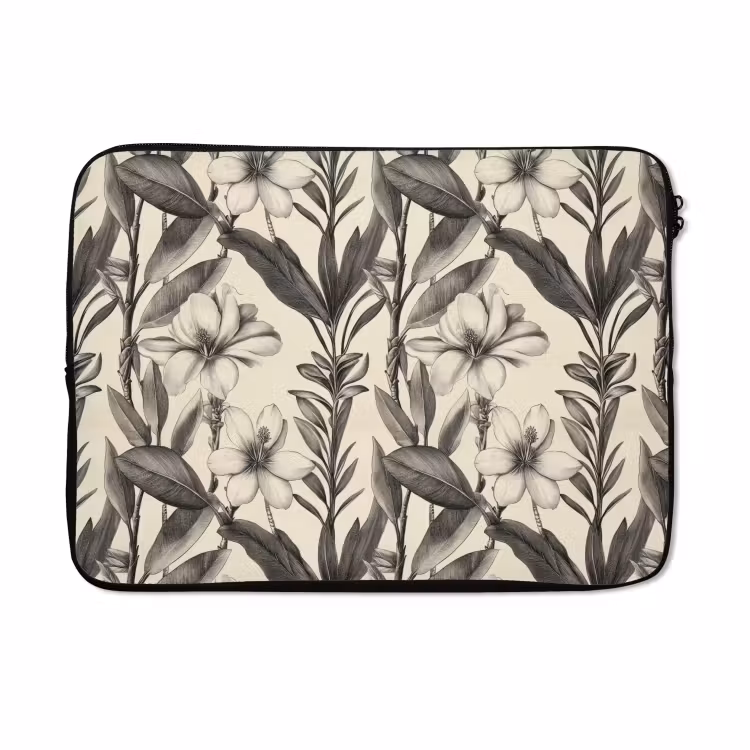 Laptophoes - Klassiek - Botanisch - Zwart - Beige — 5