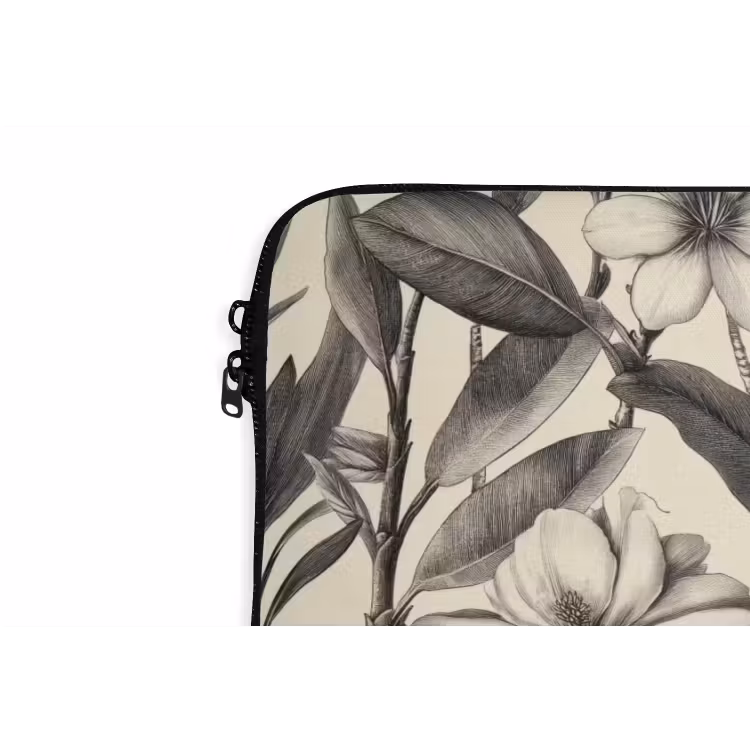 Laptophoes - Klassiek - Botanisch - Zwart - Beige — 6