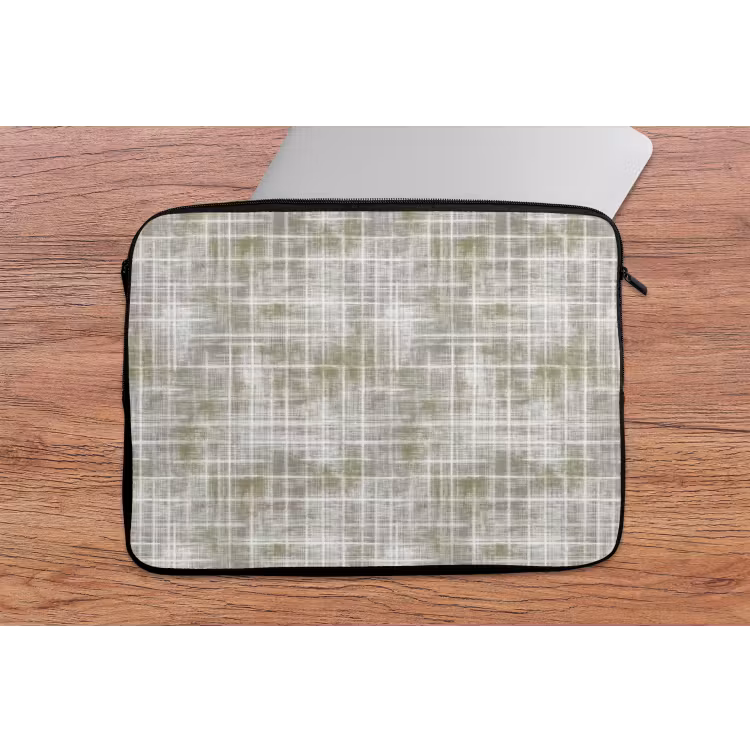 Laptophoes - Linnen - Patroon - Groen — 2