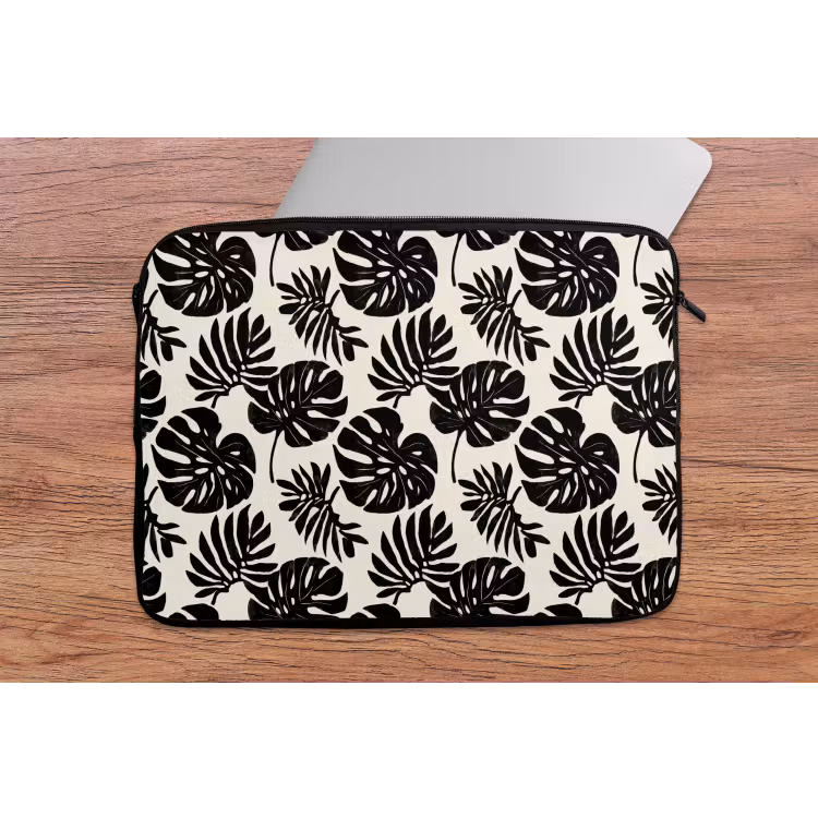 Laptophoes - Modern - Monstera - Zwart — 2