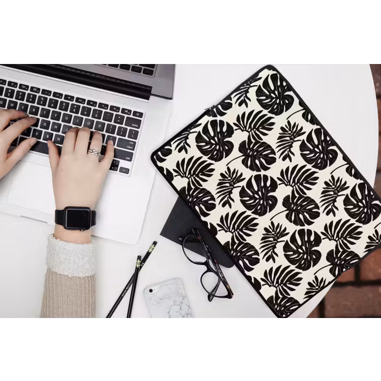 Laptophoes - Modern - Monstera - Zwart — 3