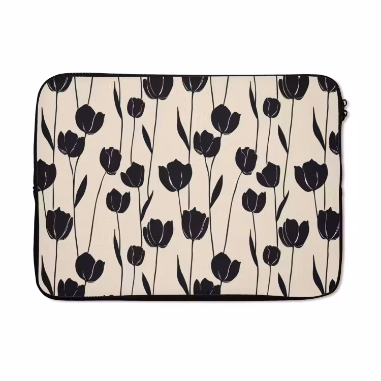 Laptophoes - Tulpen - Patroon - Zwart — 5