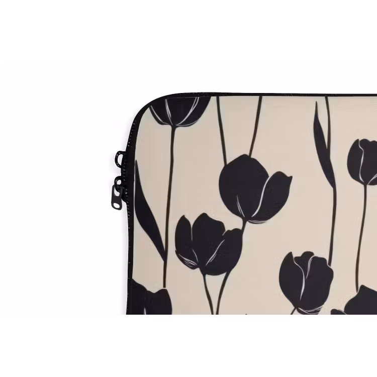 Laptophoes - Tulpen - Patroon - Zwart — 6
