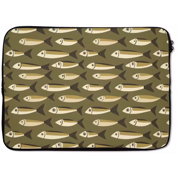 Laptophoes - Vis - Patroon - Groen — 1