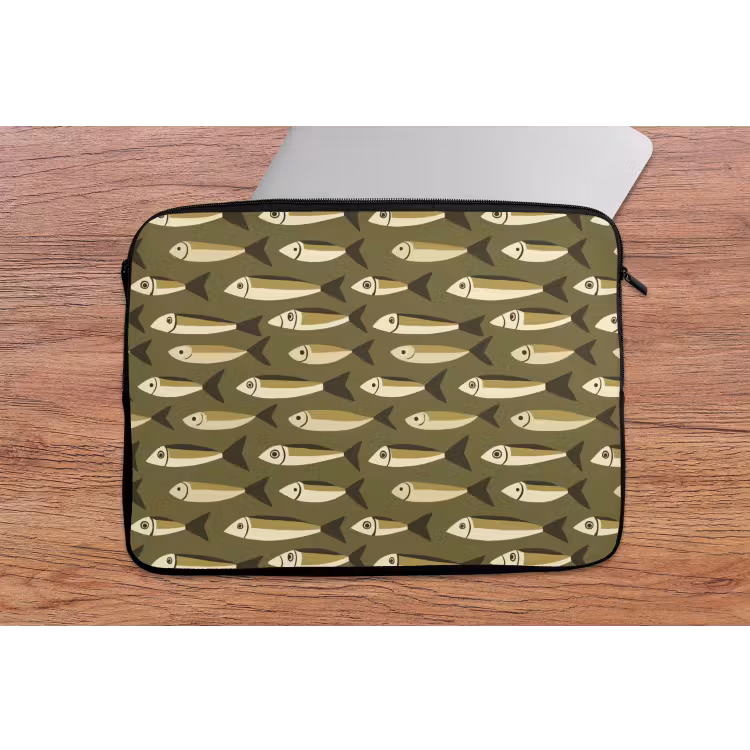 Laptophoes - Vis - Patroon - Groen — 2