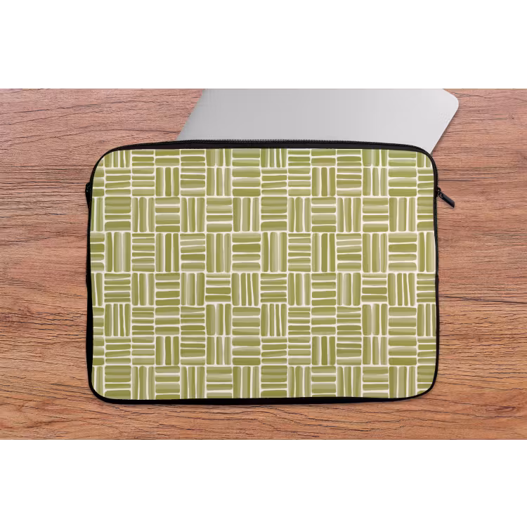 Laptophoes - Vlecht - Patroon - Groen — 2