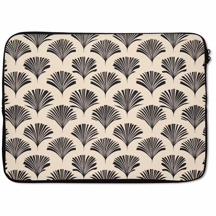 Laptophoes - Waaiers - Botanisch - Zwart - Beige — 1