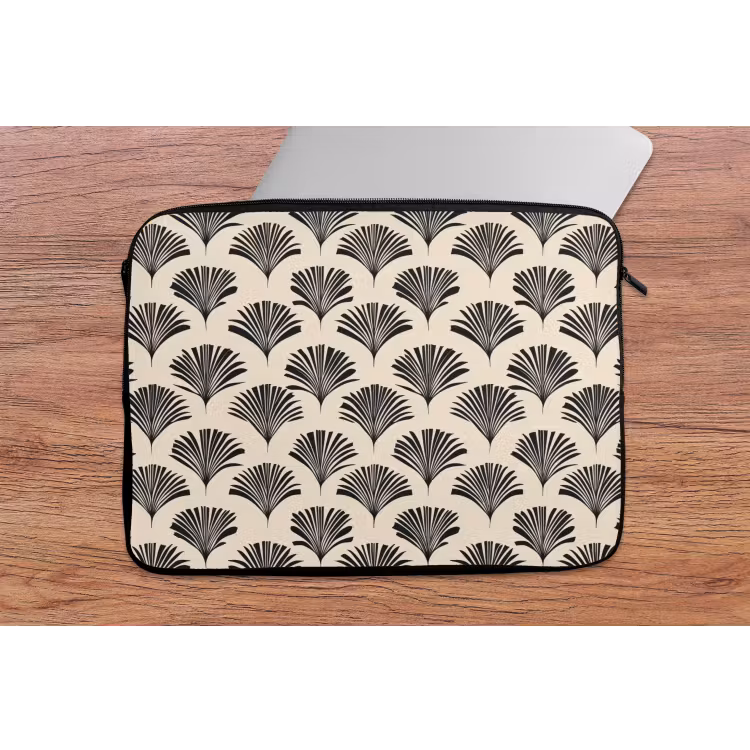 Laptophoes - Waaiers - Botanisch - Zwart - Beige — 2