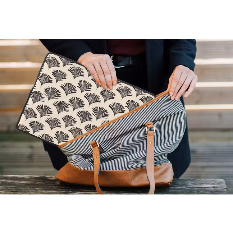 Laptophoes - Waaiers - Botanisch - Zwart - Beige — 4