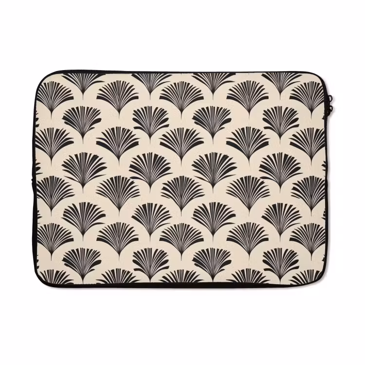 Laptophoes - Waaiers - Botanisch - Zwart - Beige — 5