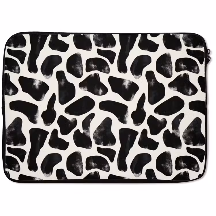 Laptophoes - Dierenpatroon - Vlekken - Zwart - Wit — 1