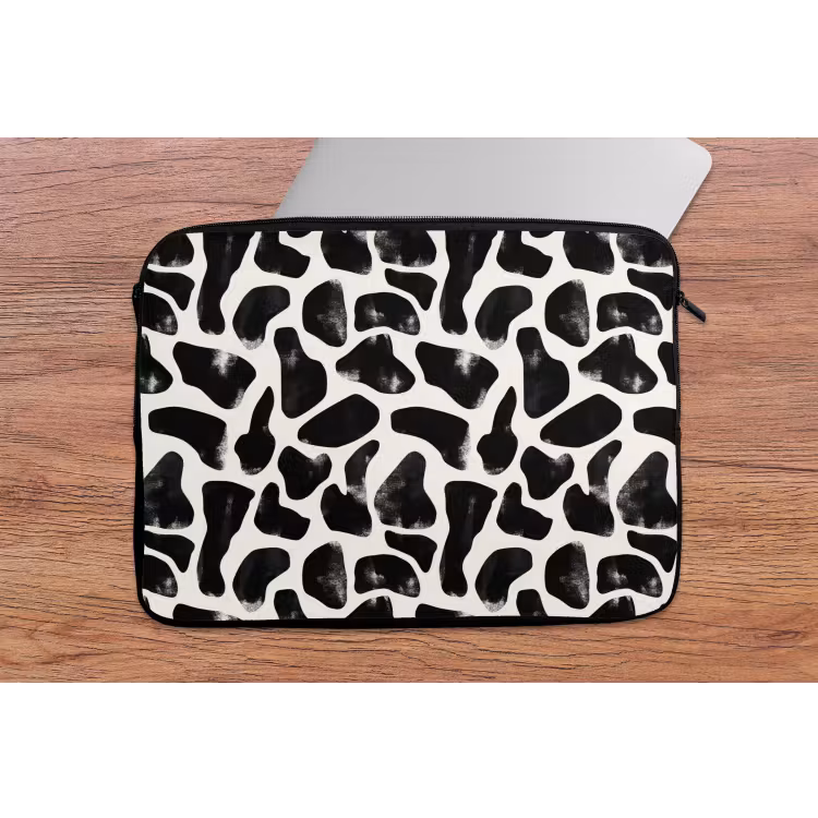 Laptophoes - Dierenpatroon - Vlekken - Zwart - Wit — 2