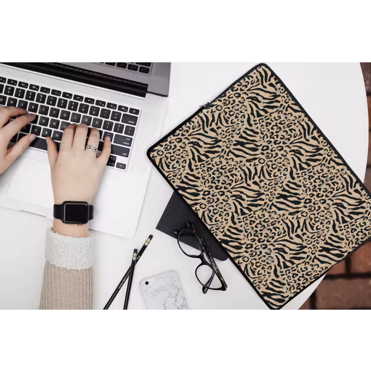 Laptophoes - Giraf - Zebra - Motief - Bruin — 3