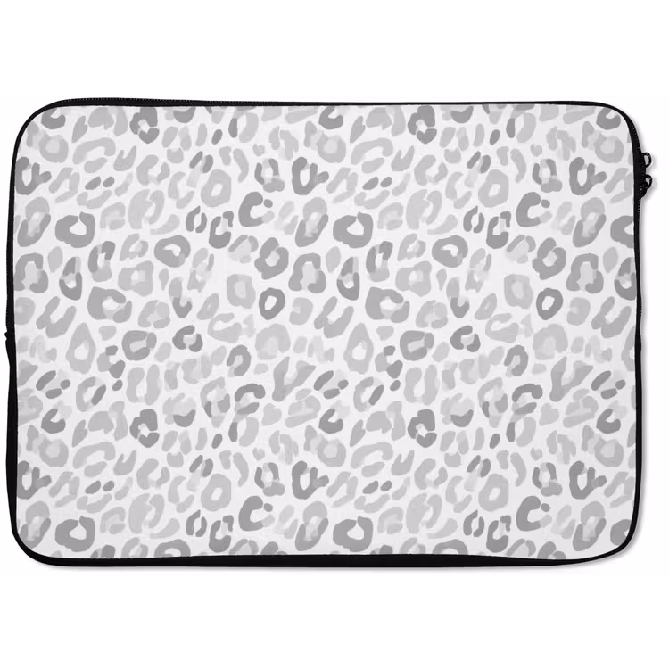 Laptophoes - Luipaard - Motief - Grijs — 1