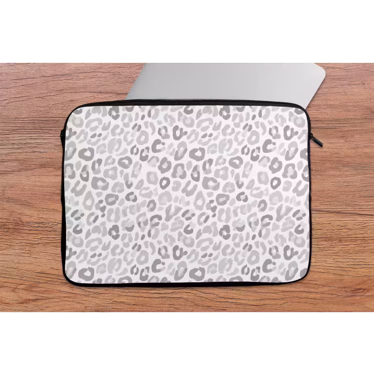 Laptophoes - Luipaard - Motief - Grijs — 2