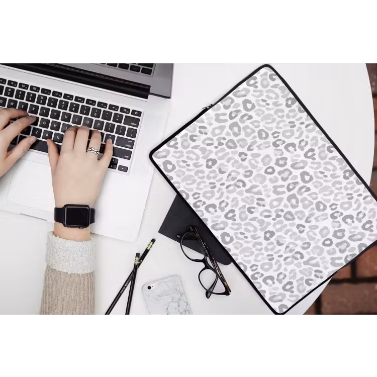 Laptophoes - Luipaard - Motief - Grijs — 3