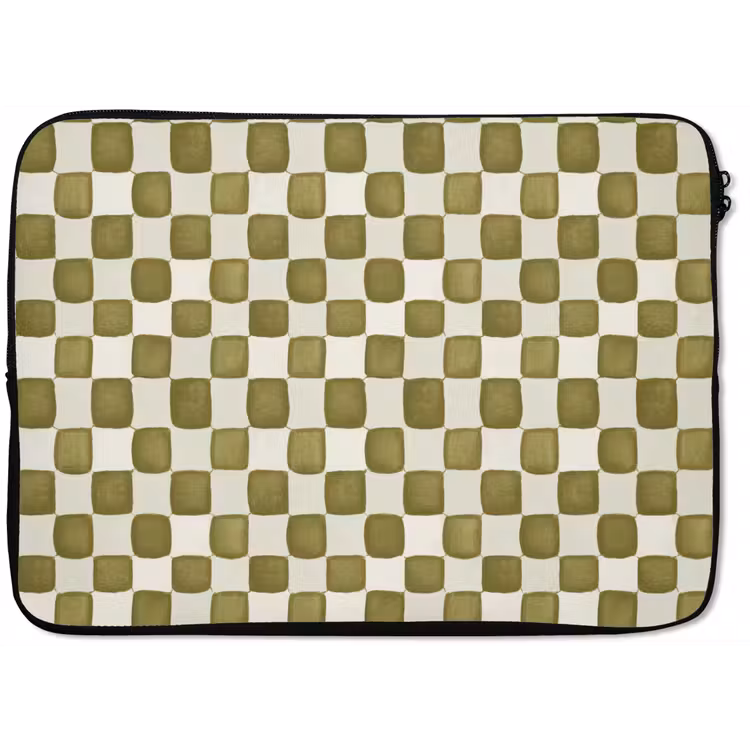 Laptophoes - Schaak - Patroon - Groen — 1