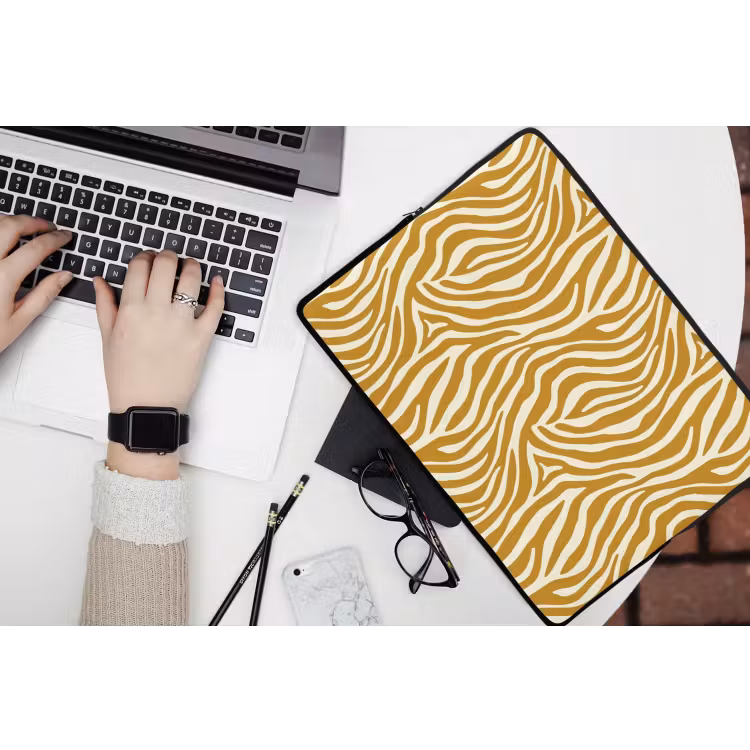 Laptophoes - Zebra - Klassiek - Oker - Geel — 3
