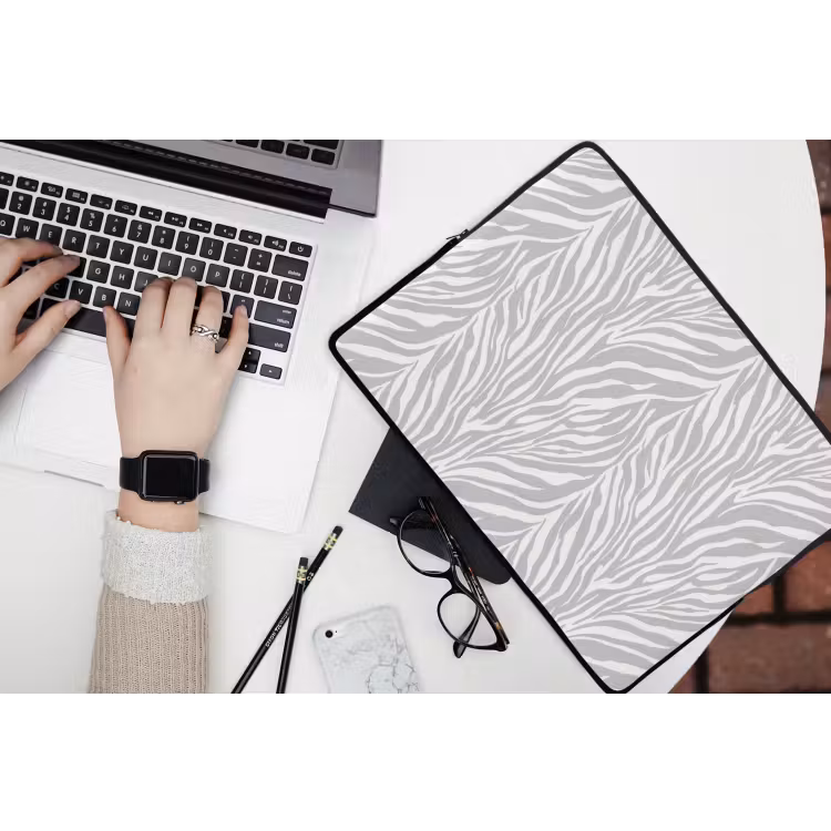Laptophoes - Zebra - Motief - Grijs — 3