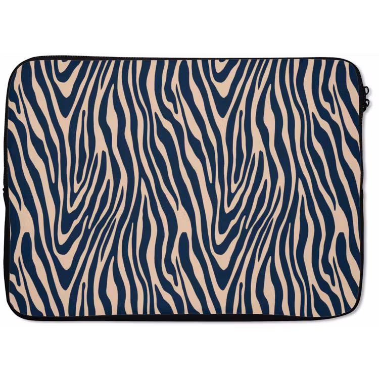 Laptophoes - Zebra - Patroon - Blauw - Beige — 1