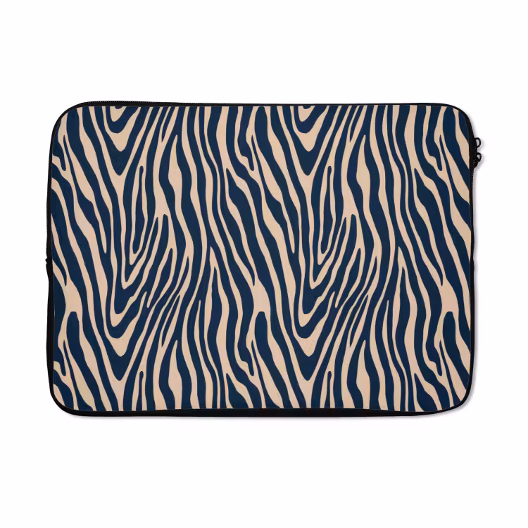 Laptophoes - Zebra - Patroon - Blauw - Beige — 5